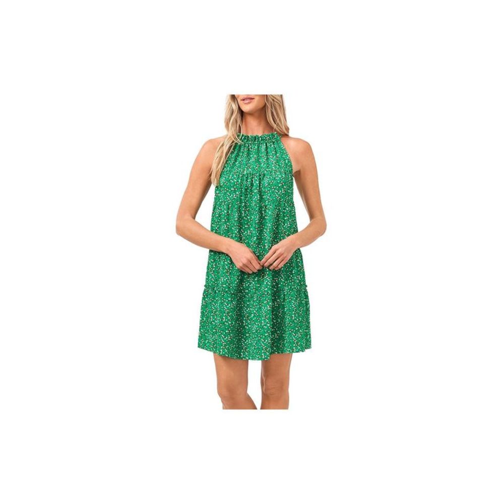 CECE Womens Green Tie Design Lined Sleeveless Above The Knee Shift Dress XL